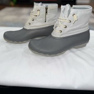 Sperry Saltwater Duck Grey Lace Up Round Toe Duck Boots STS80411 Women's Size 11